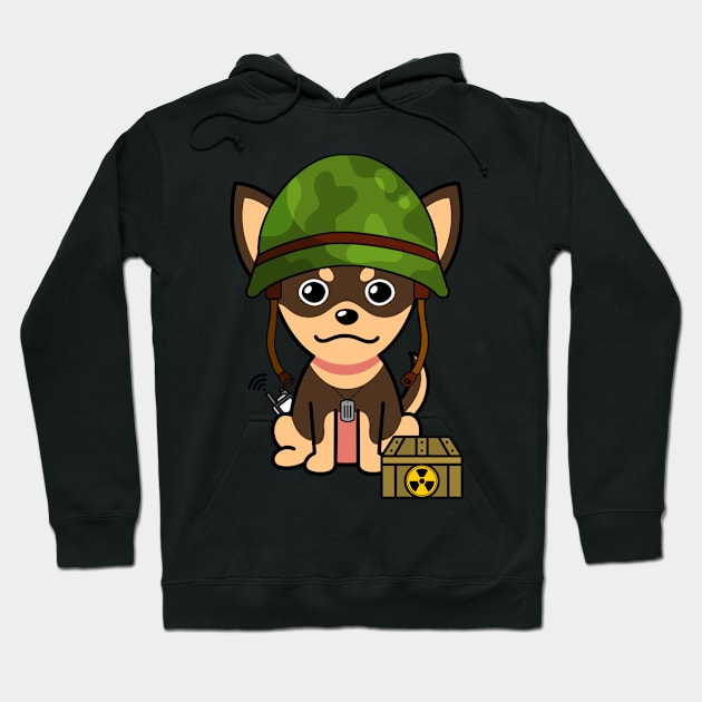 Funny small dog is a soldier Hoodie by Pet Station